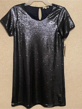 Copper Key Navy Blue Sequin Midi Dress